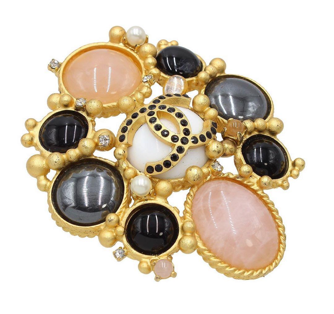 Chanel Coco Mark Colored Stone Brooch 01A