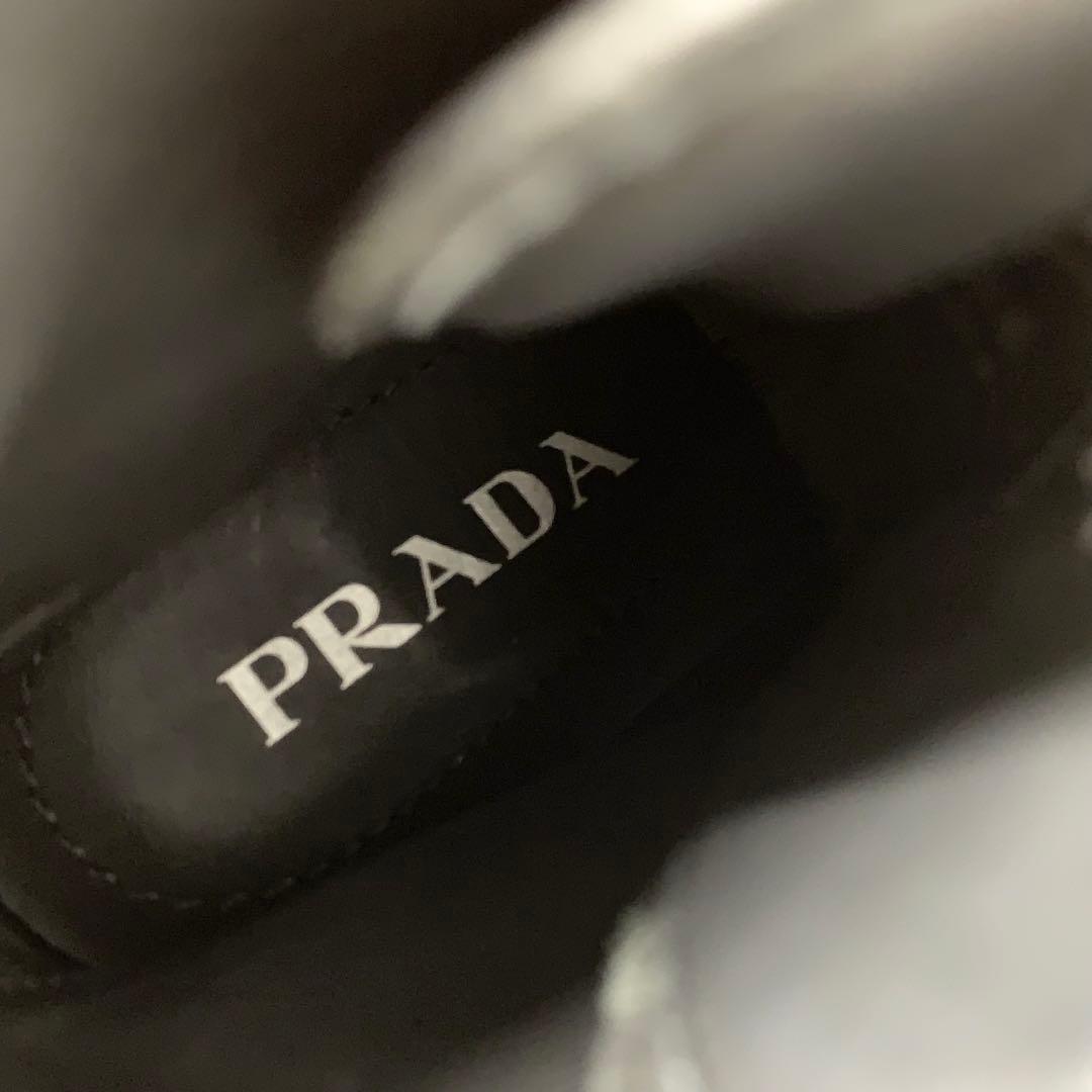 Prada Monolith Triangle Logo Re-Nylon Leather Combat Boots — view 8