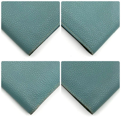 Hermes Dogon GM Duo Bifold Wallet Blue Silver Pouch — view 6