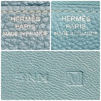 Hermes Dogon GM Duo Bifold Wallet Blue Silver Pouch — view 8