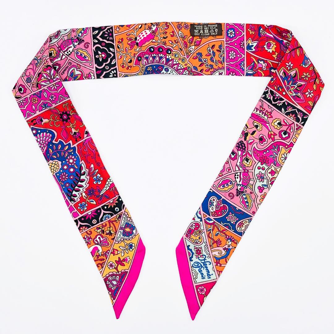Hermes Twilly Scarf in the Land of Flowering Birds Tagged Excellent Condition