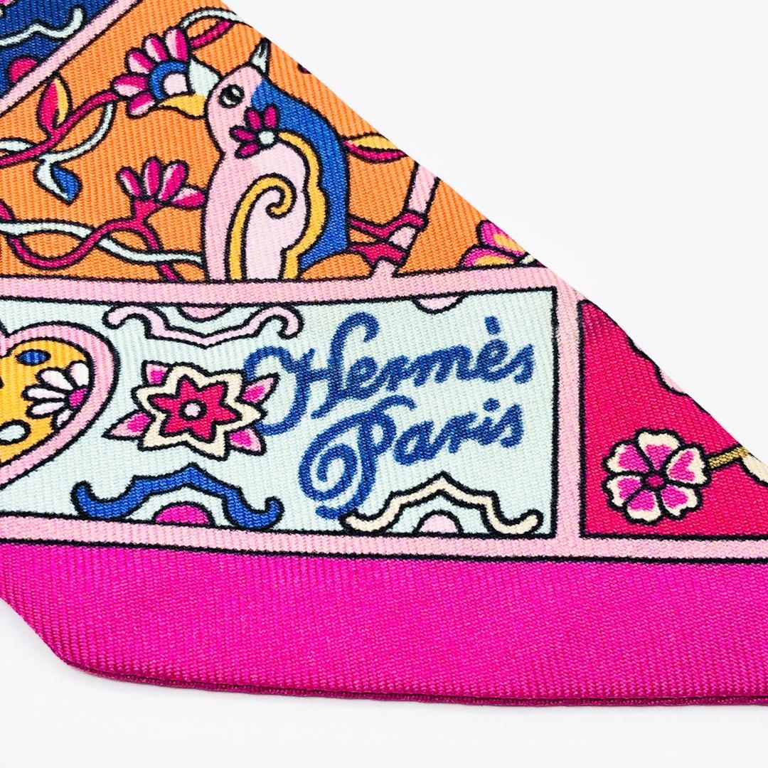 Hermes Twilly Scarf in the Land of Flowering Birds Tagged Excellent Condition