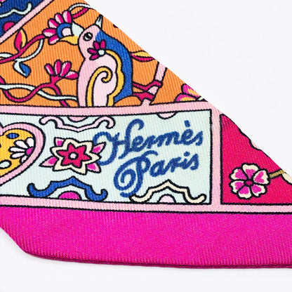 Hermes Twilly Scarf in the Land of Flowering Birds Tagged Excellent Condition