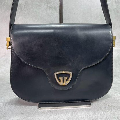 Gucci Shoulder Bag Black Gold Leather — view 2