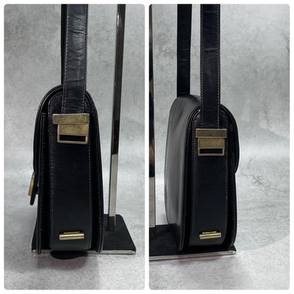 Gucci Shoulder Bag Black Gold Leather — view 8