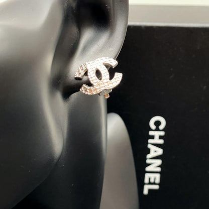 Chanel CC Logo Earrings Silver Icon Coco — view 8