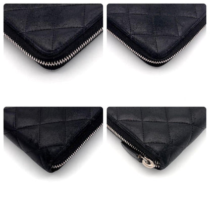 Chanel Quilted Lambskin Zip Around Wallet Black — view 7