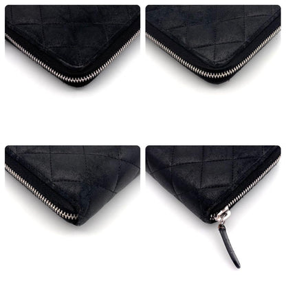 Chanel Quilted Lambskin Zip Around Wallet Black — view 8