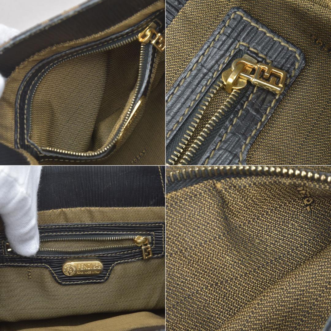 ◇fendi Zucca Handbag Jacquard Leather Brown