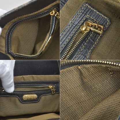 ◇fendi Zucca Handbag Jacquard Leather Brown