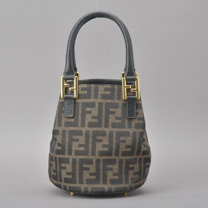 ◇fendi Zucca Handbag Jacquard Leather Brown