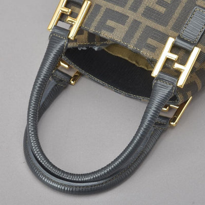 ◇fendi Zucca Handbag Jacquard Leather Brown