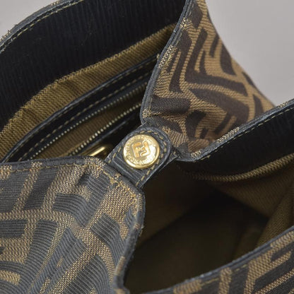 ◇fendi Zucca Handbag Jacquard Leather Brown