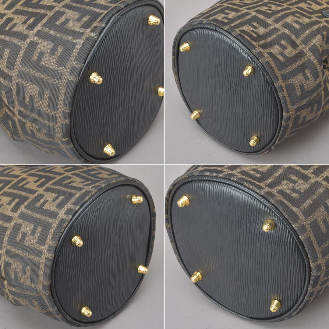 ◇fendi Zucca Handbag Jacquard Leather Brown