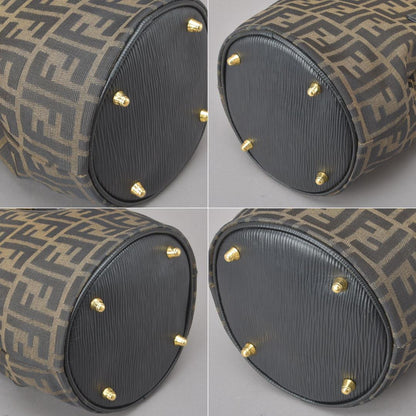 ◇fendi Zucca Handbag Jacquard Leather Brown