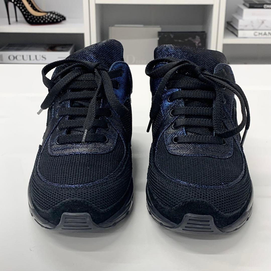 Chanel Cocomark Fabric Sneakers Metallic Black Blue