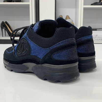 Chanel Cocomark Fabric Sneakers Metallic Black Blue