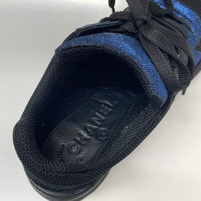 Chanel Cocomark Fabric Sneakers Metallic Black Blue