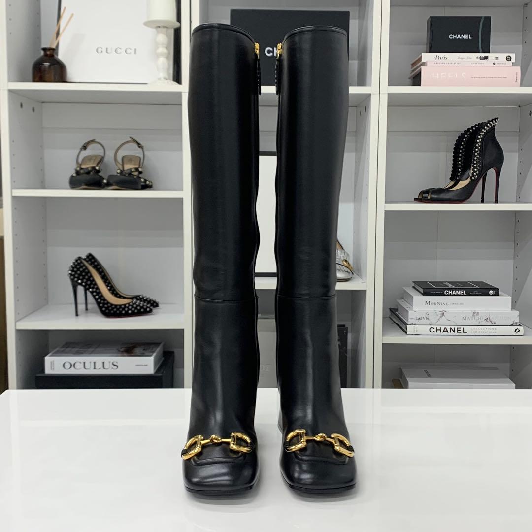 Gucci Horsebit Leather Long Boots Black — view 2