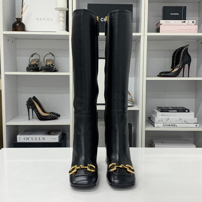 Gucci Horsebit Leather Long Boots Black — view 2