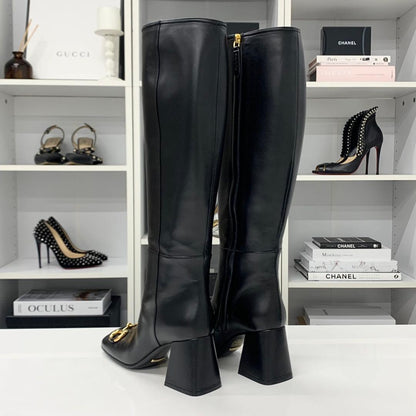 Gucci Horsebit Leather Long Boots Black — view 4