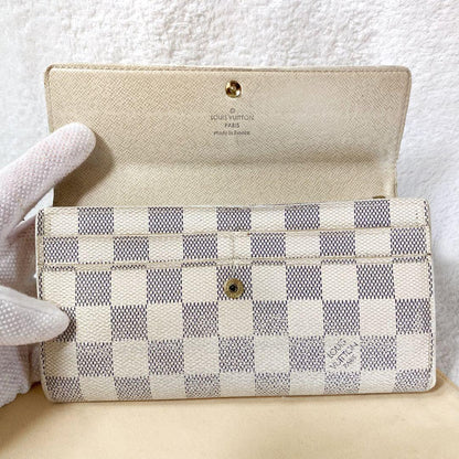 Louis Vuitton Portefeuille Sarah Damier Azure Long Wallet With 10 Card Slots