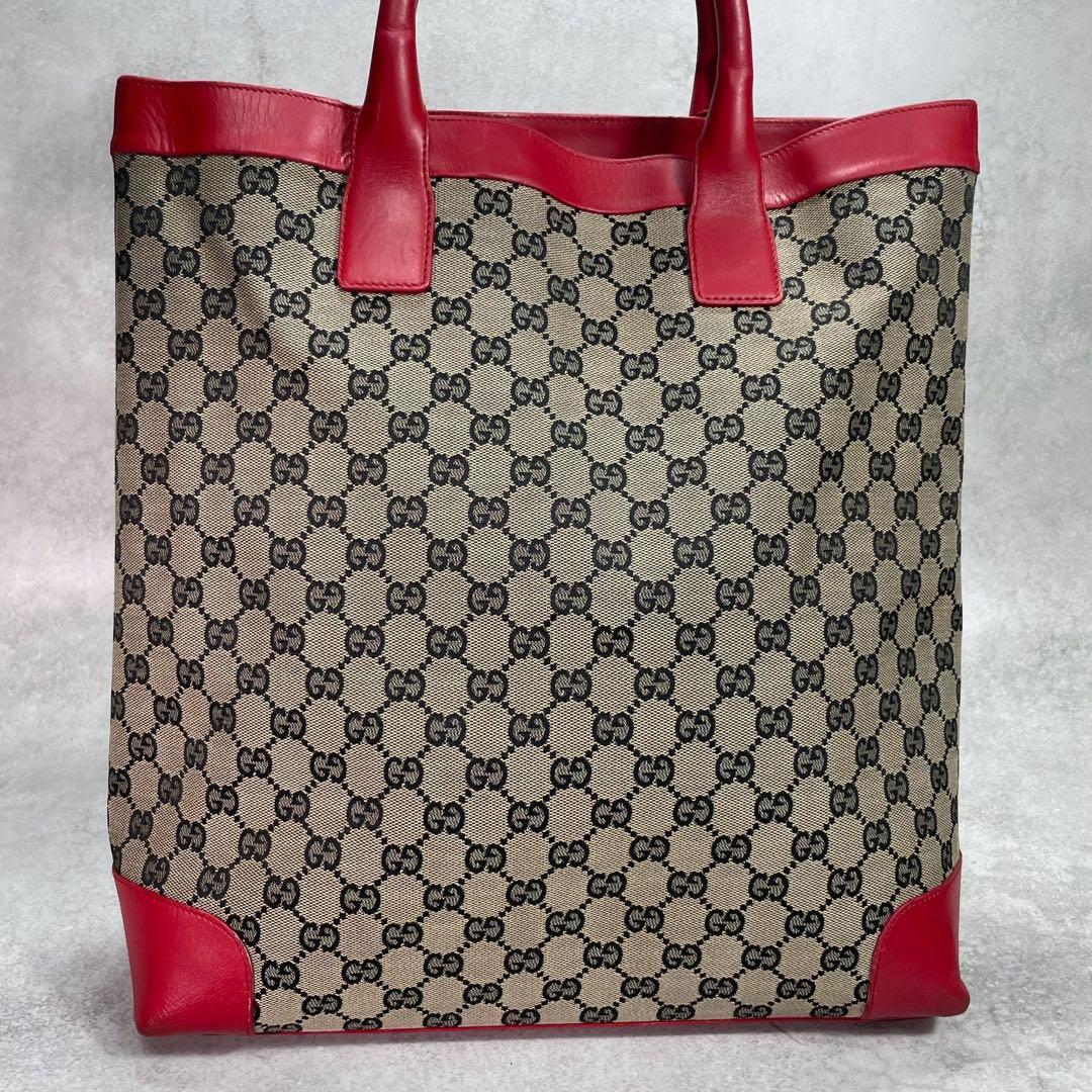 Gucci GG Tote Beige Red Logo Canvas — view 2