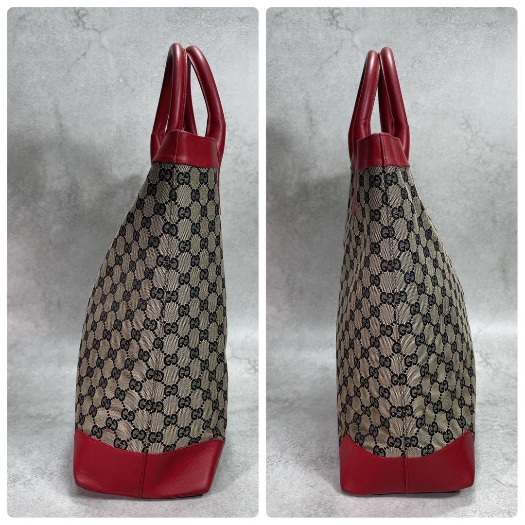 Gucci GG Tote Beige Red Logo Canvas — view 7