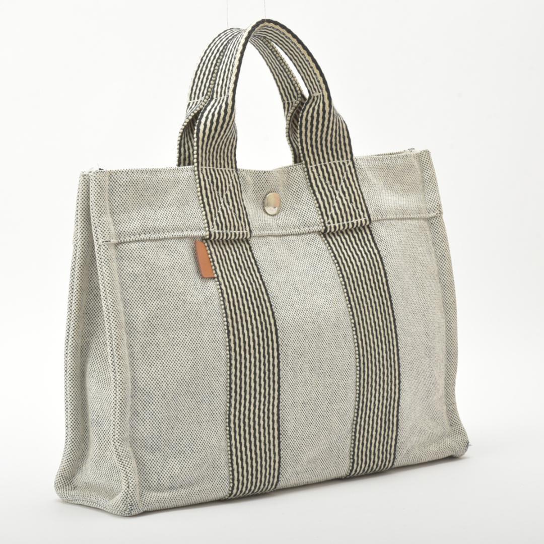Hermes New Fourre Tout PM Handbag Canvas Gray Tote — view 2