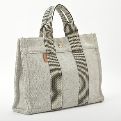 Hermes New Fourre Tout PM Handbag Canvas Gray Tote — view 2