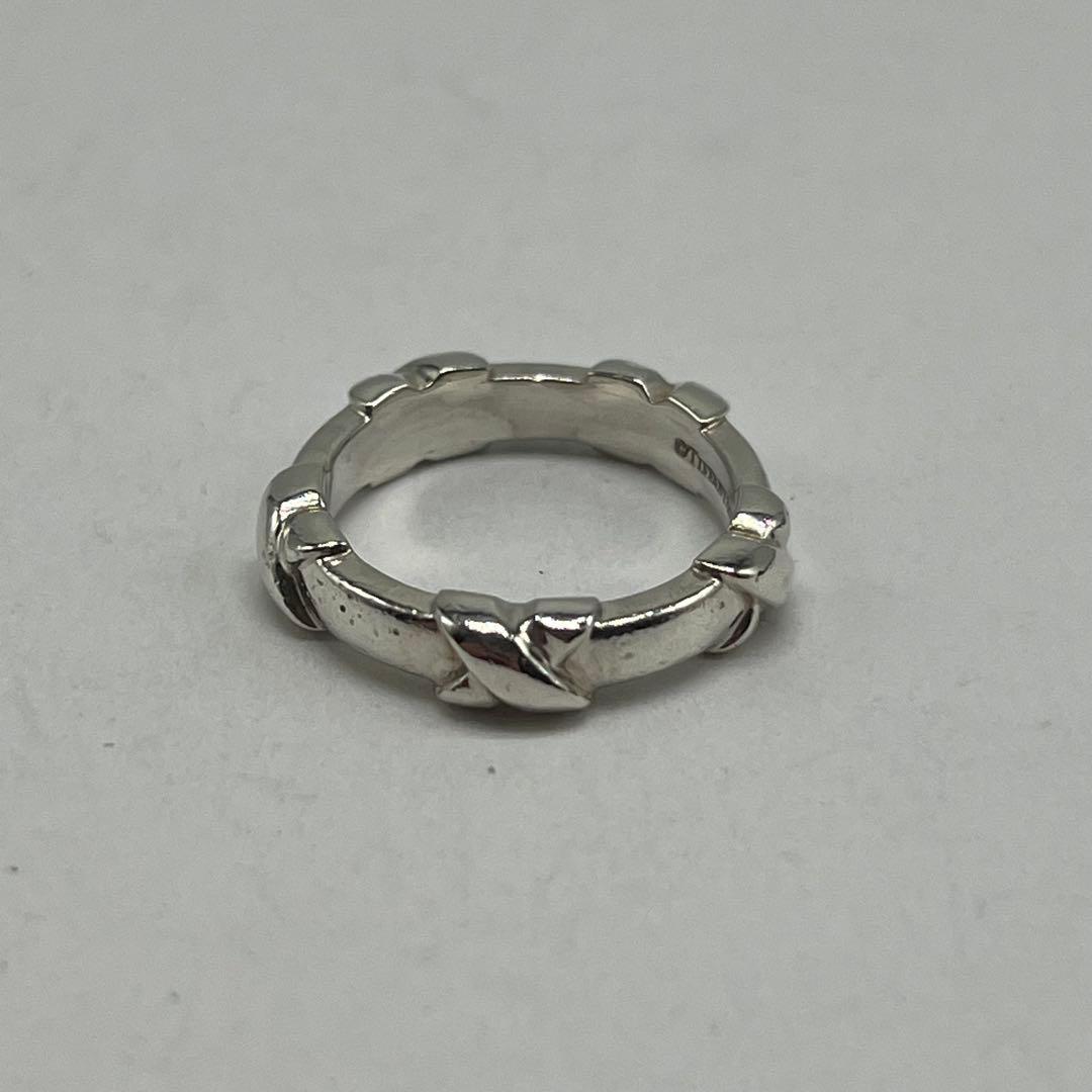 Tiffany & Co Signature Cross Stitch Ring Silver — view 3