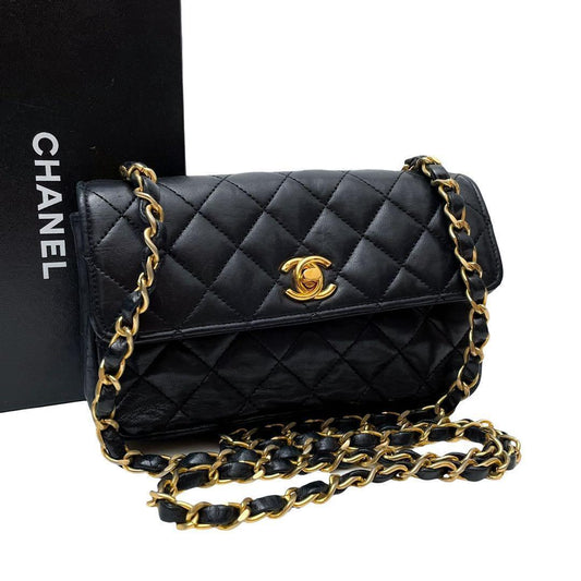 Chanel Lambskin Mini Quilted Flap Shoulder Bag Leather