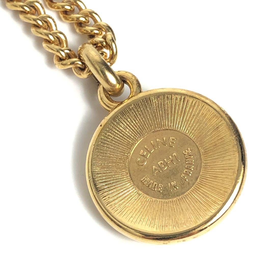 Celine Necklace Gold-colored Pearl Circle Logo Round Shape