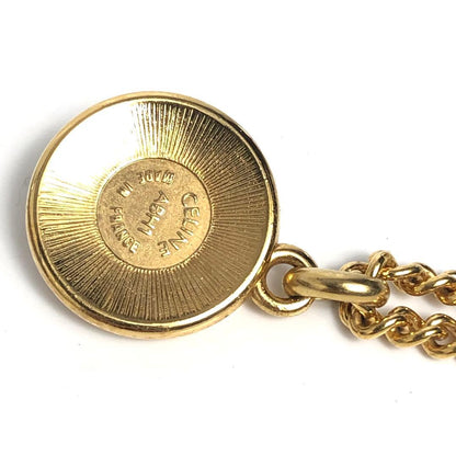 Celine Necklace Gold-colored Pearl Circle Logo Round Shape