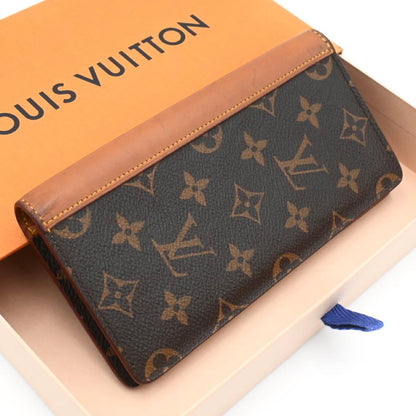 Louis Vuitton Monogram Macassar Portefeuille Brazza Vachetta Leather Wallet