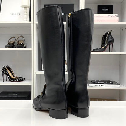 Gucci Leather Tassel Sherry Line Long Boots Black — view 4