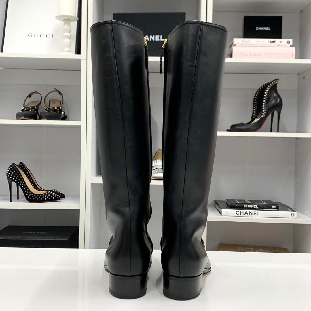Gucci Leather Tassel Sherry Line Long Boots Black — view 5