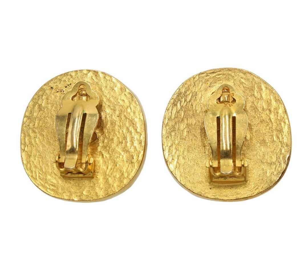 Chanel Coco Mark Colored Stone Round Earrings