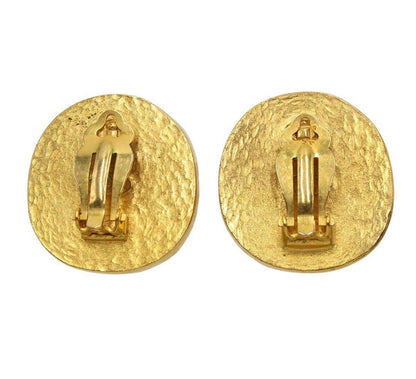 Chanel Coco Mark Colored Stone Round Earrings