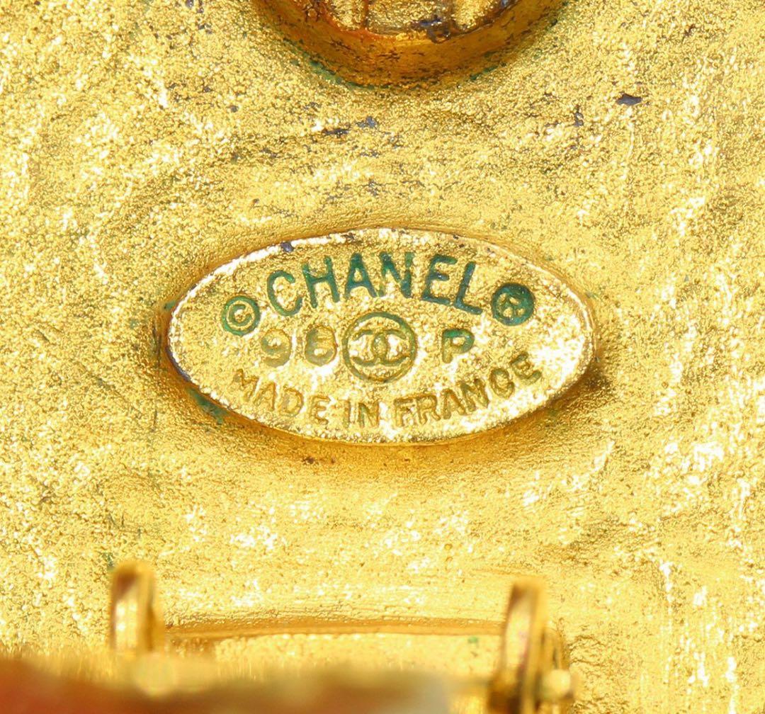 Chanel Coco Mark Colored Stone Round Earrings