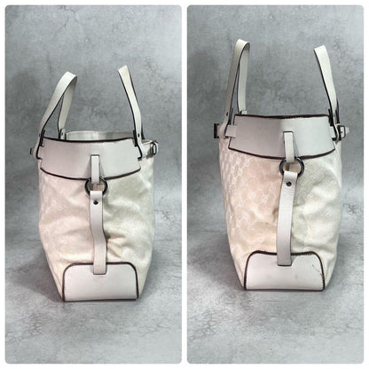 Gucci GG Tote White Canvas Leather Logo — view 7