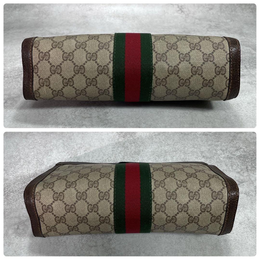 Gucci GG Sherry Line Clutch Brown Beige Logo — view 7