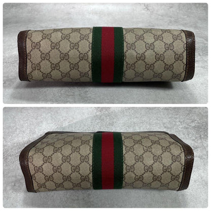 Gucci GG Sherry Line Clutch Brown Beige Logo — view 7
