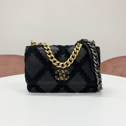 Chanel 19 Calfskin Shoulder Bag Chain Wallet