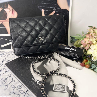 Chanel Chain Wallet Quilted Caviar Leather