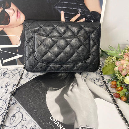 Chanel Chain Wallet Quilted Caviar Leather — view 2