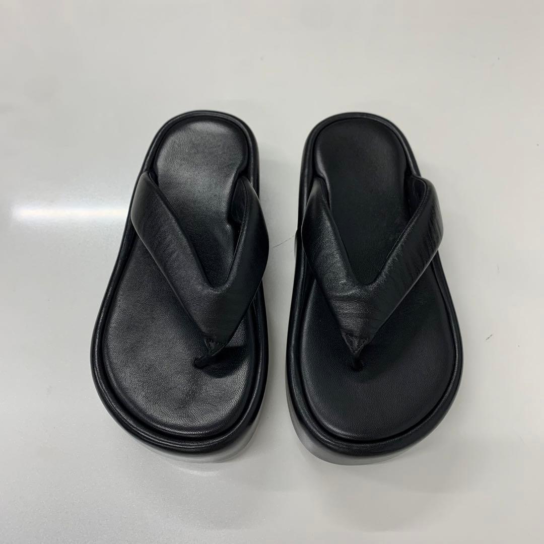 Balenciaga Logo Platform Thong Sandals Black — view 2