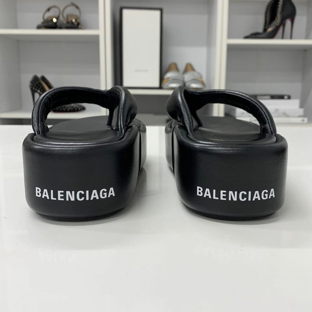 Balenciaga Logo Platform Thong Sandals Black — view 5