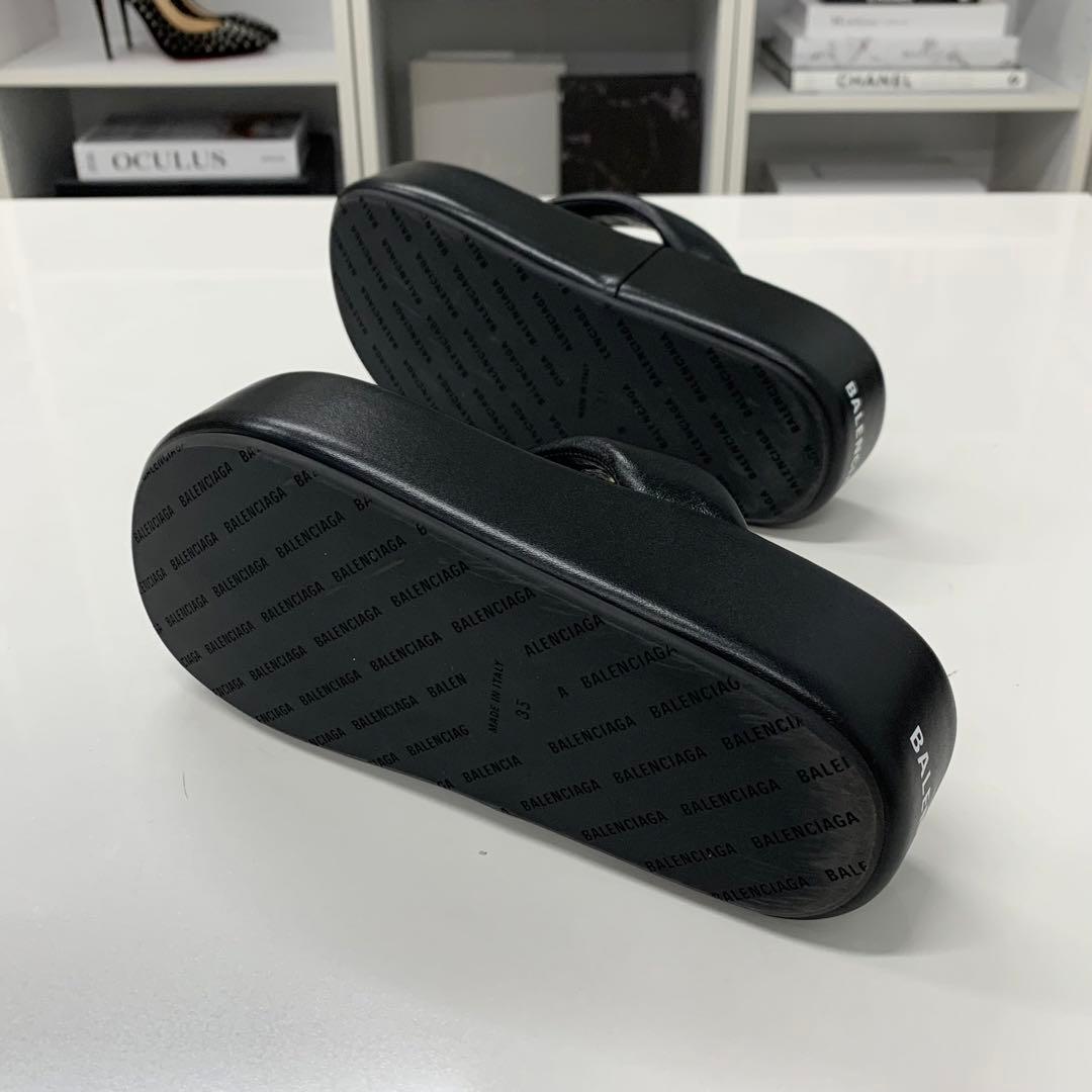 Balenciaga Logo Platform Thong Sandals Black — view 6