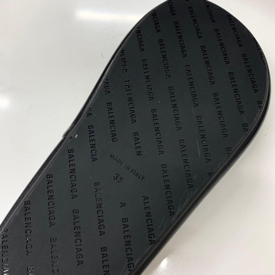 Balenciaga Logo Platform Thong Sandals Black — view 8
